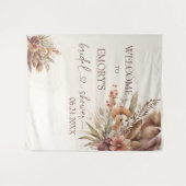 Boho Pampas Grass Brautparty Hintergrund Tapestati Wandteppich (Vorderseite (Horizontal))