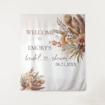 Boho Pampas Grass Brautparty Hintergrund Tapestati
