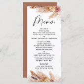 Boho Pampas Grass Brautparty Menu Menükarte (Vorne/Hinten)