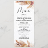 Boho Pampas Grass Brautparty Menu Menükarte (Vorderseite)