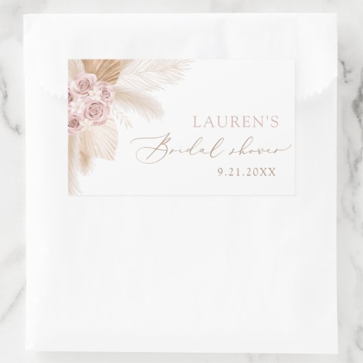 Boho Pampas Grass Brautparty Rechteckiger Aufkleber (Tasche)