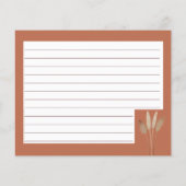 Boho Pampas Grass Brautparty Rezept Karte (Rückseite)