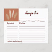 Boho Pampas Grass Brautparty Rezept Karte (Vorderseite)