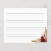 Boho Pampas Grass Brautparty Rezept Karte (Rückseite)