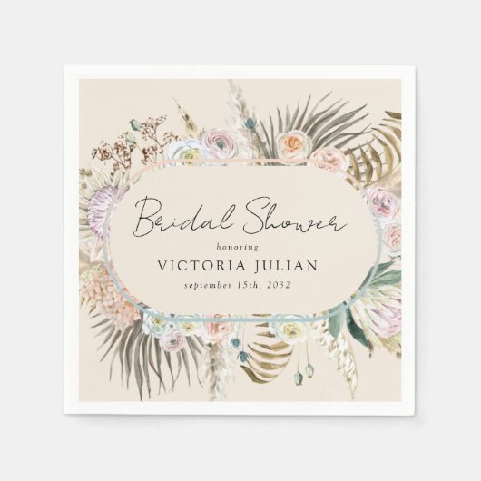 Boho Pampas Grass Brautparty Serviette (Vorderseite)