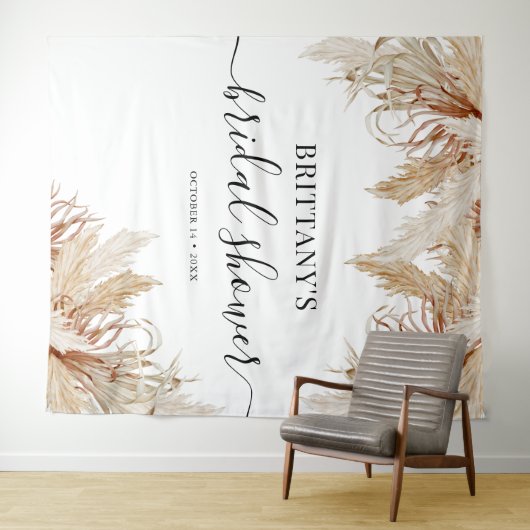 Boho Pampas Grass Brautparty Tapestry Wandteppich (Beispiel (Horizontal))