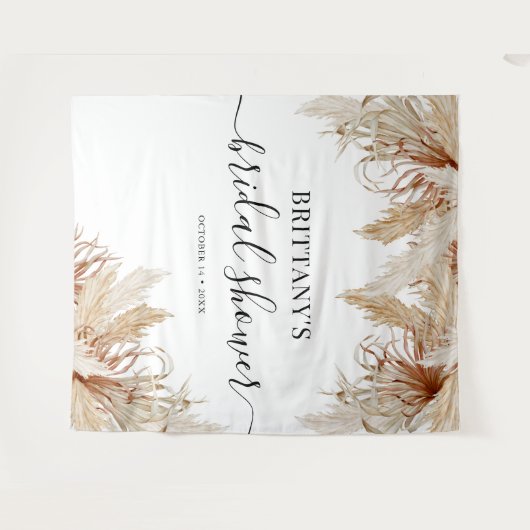 Boho Pampas Grass Brautparty Tapestry Wandteppich (Vorderseite (Horizontal))