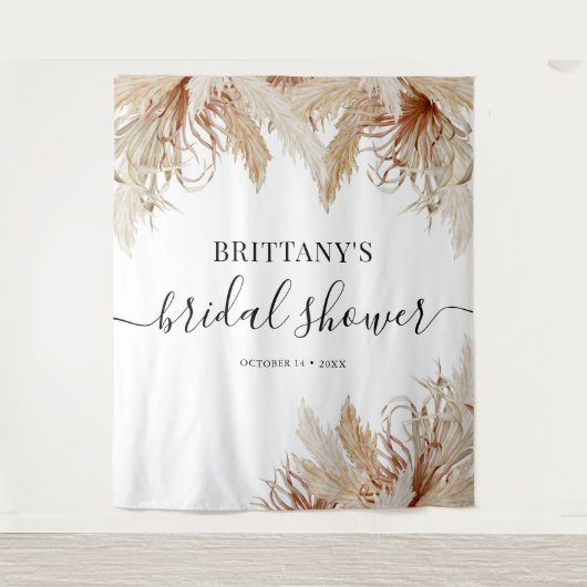 Boho Pampas Grass Brautparty Tapestry Wandteppich (Vorderseite)