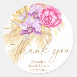 Boho pampas grass - Brautparty vielen Dank Runder Aufkleber
