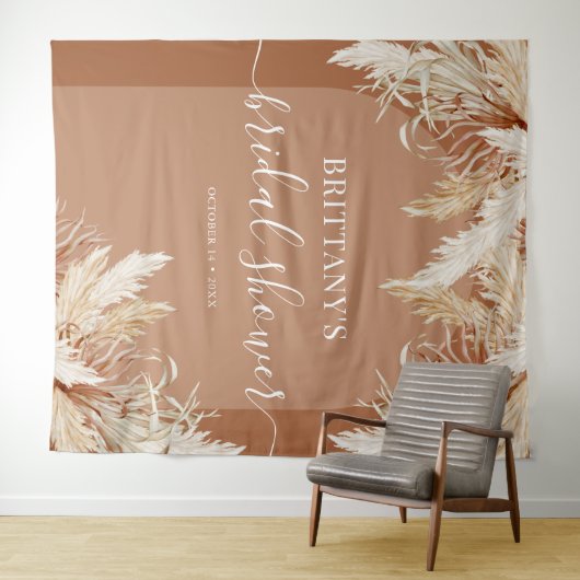 Boho Pampas Grass Brautparty Wandteppich (Beispiel (Horizontal))
