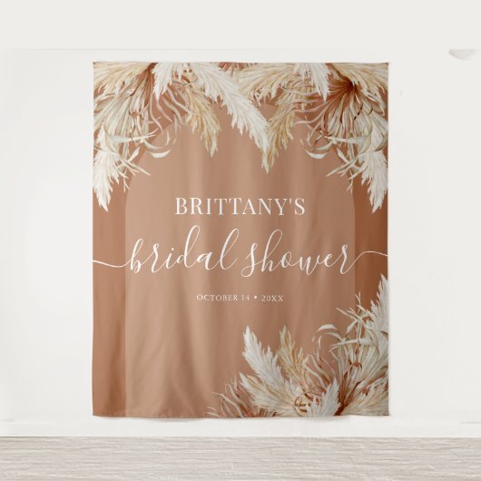 Boho Pampas Grass Brautparty Wandteppich (Vorderseite)