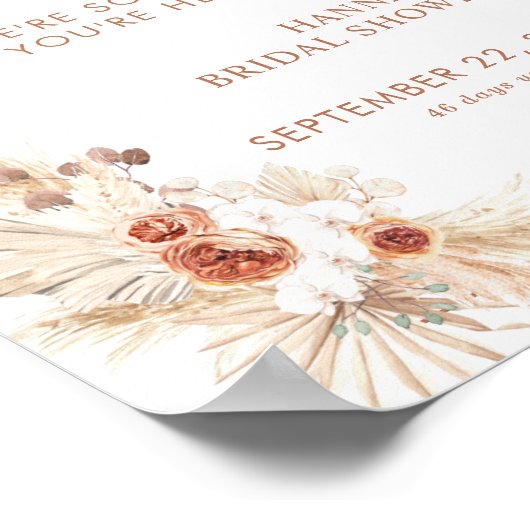 Boho Pampas Grass Brautparty Willkommen Poster (Ecke)