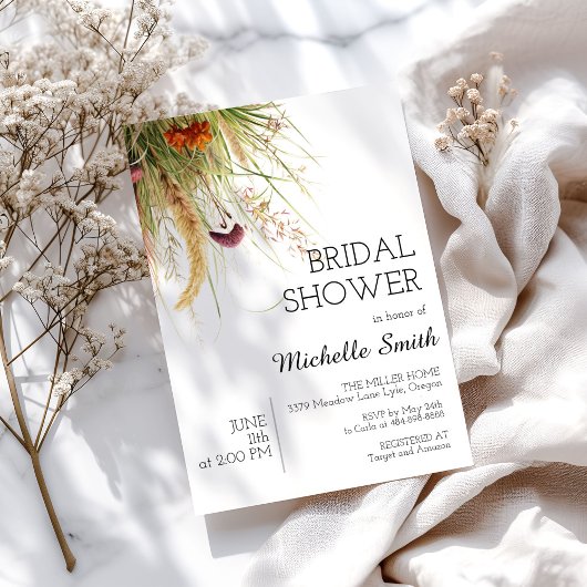 Boho Pampas Grass Bridal Dusche Einladung