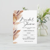 Boho Pampas Grass Bridal Dusche Einladung (Stehend Vorderseite)