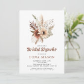 Boho Pampas Grass Bridal Dusche Einladung (Stehend Vorderseite)