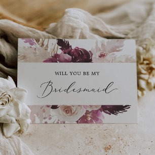 Boho Pampas Grass Bridesmaid Vorschlagskarte Einladung