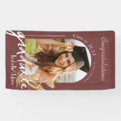 Boho Pampas Grass Burgundy Foto Abschluss Banner (Horizontal)