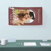 Boho Pampas Grass Burgundy Foto Abschluss Banner (Messe)