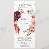 Boho Pampas Grass Burgundy Wedding Program Programm (Vorderseite)