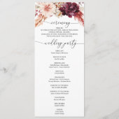 Boho Pampas Grass Burgundy Wedding Program Programm (Rückseite)