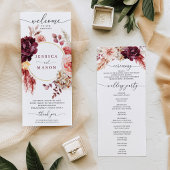 Boho Pampas Grass Burgundy Wedding Program Programm