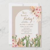 Boho Pampas Grass Cactus Taco "Bout A Baby Einladung (Vorderseite)