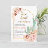 Boho Pampas Grass cactus Taco über einen Abschluss Einladung (Stehend Vorderseite)