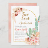 Boho Pampas Grass cactus Taco über einen Abschluss Einladung (Vorne/Hinten)