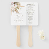 Boho Pampas Grass & Calligraphy Wedding Program Fächer (Vorne und Hinten)