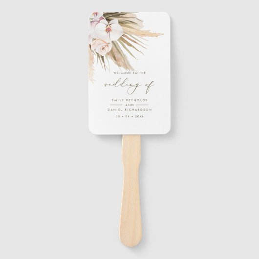 Boho Pampas Grass & Calligraphy Wedding Program Fächer (Vorderseite)