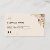 Boho Pampas Grass Chic Heart Custom Logo Business Treuekarte (Rückseite)