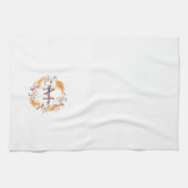 Boho Pampas Grass | Cotton Wreath Monogram Geschirrtuch (Horizontal)