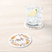 Boho Pampas Grass | Cotton Wreath Monogram Runder Pappuntersetzer (Vor Ort)