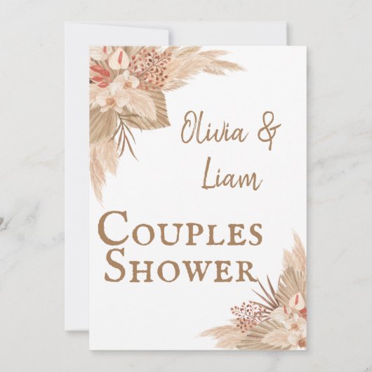 Boho Pampas Grass Couples Dusche Einladung (Rückseite)