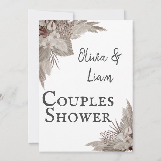 Boho Pampas Grass Couples Dusche Einladung (Rückseite)
