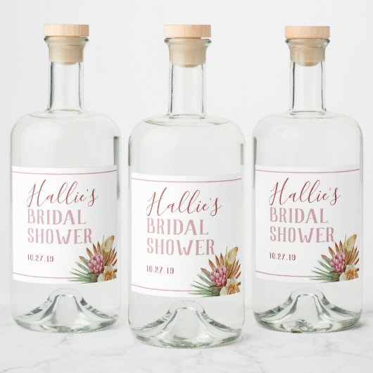 Boho Pampas Grass Custom Alkoholflaschenetikett (Flaschen)