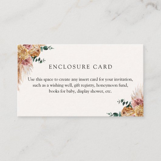 Boho Pampas Grass Custom Begleitkarte (Vorderseite)