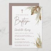 Boho Pampas Grass Custom Taufe Einladung (Vorne/Hinten)