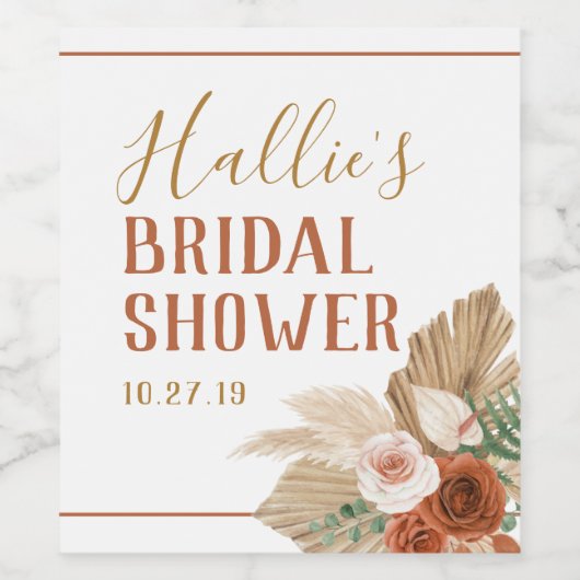 Boho Pampas Grass Custom Weinetikett (Einzelnes Label)