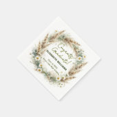 Boho Pampas Grass Daisy Watercolor Graduation Serviette (Ecke)
