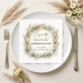 Boho Pampas Grass Daisy Watercolor Graduation Serviette