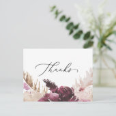 Boho Pampas Grass Danke Postcard Postkarte (Stehend Vorderseite)