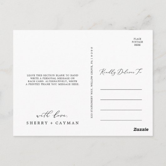 Boho Pampas Grass Danke Postcard Postkarte (Rückseite)