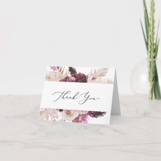 Boho Pampas Grass Dankeschön Karte (Vorderseite)