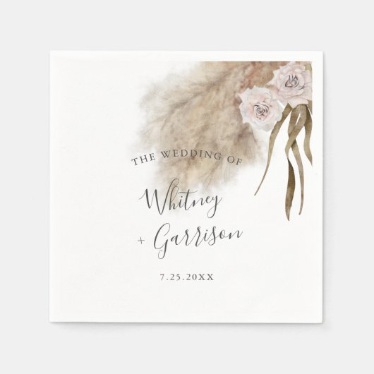 Boho Pampas Grass Desert Wedding Serviette (Vorderseite)