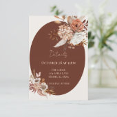 Boho Pampas Grass Details Card – Neutral Event Begleitkarte (Stehend Vorderseite)