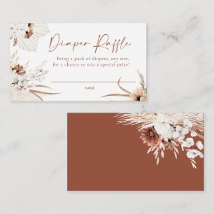 Boho Pampas Grass Diaper Raffekarte Mitteilungskarte