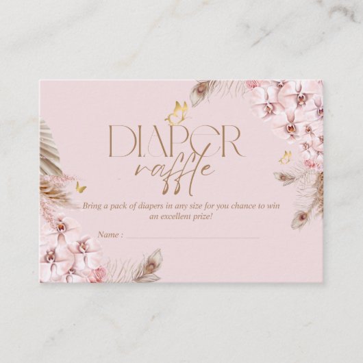 Boho Pampas Grass Diaper Raffle Baby Shower Begleitkarte (Vorderseite)