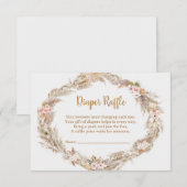 Boho Pampas Grass Diaper Raffle Card | Dusty Rose Begleitkarte (Vorne/Hinten)