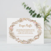 Boho Pampas Grass Diaper Raffle Card | Dusty Rose Begleitkarte (Stehend Vorderseite)